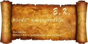 Biró Kapisztrán névjegykártya